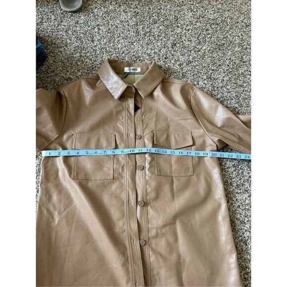 NWT 4th & Reckless Faux Leather Shirt Jacket Size M Tan - Picture 8 of 9